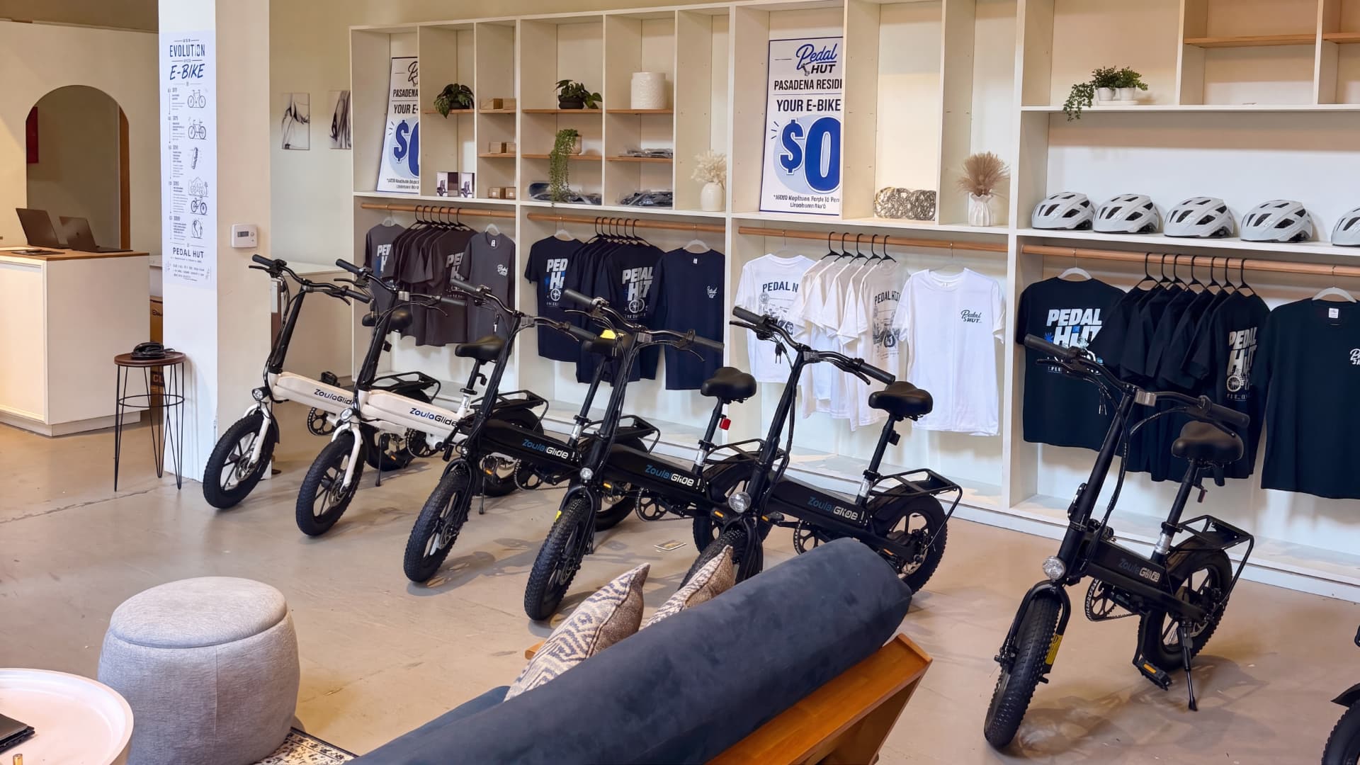 Pedal Hut shop interior in Old Town Pasadena